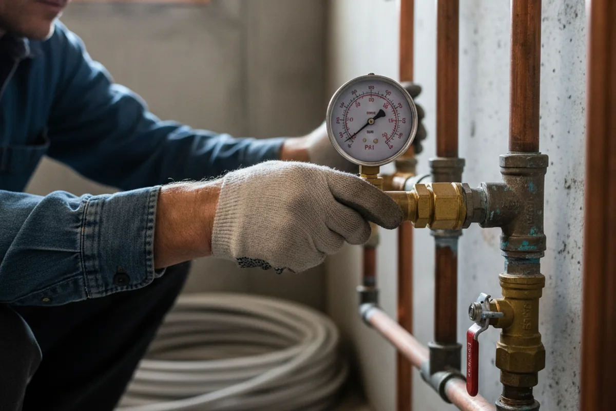 Pressure testing a repaired line during Water Line Repair in Loudon